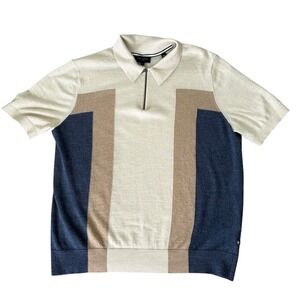Ted Baker Larbrot Wool Quarter Zip Polo Sweater Mens 5/XL Preppy Old Money